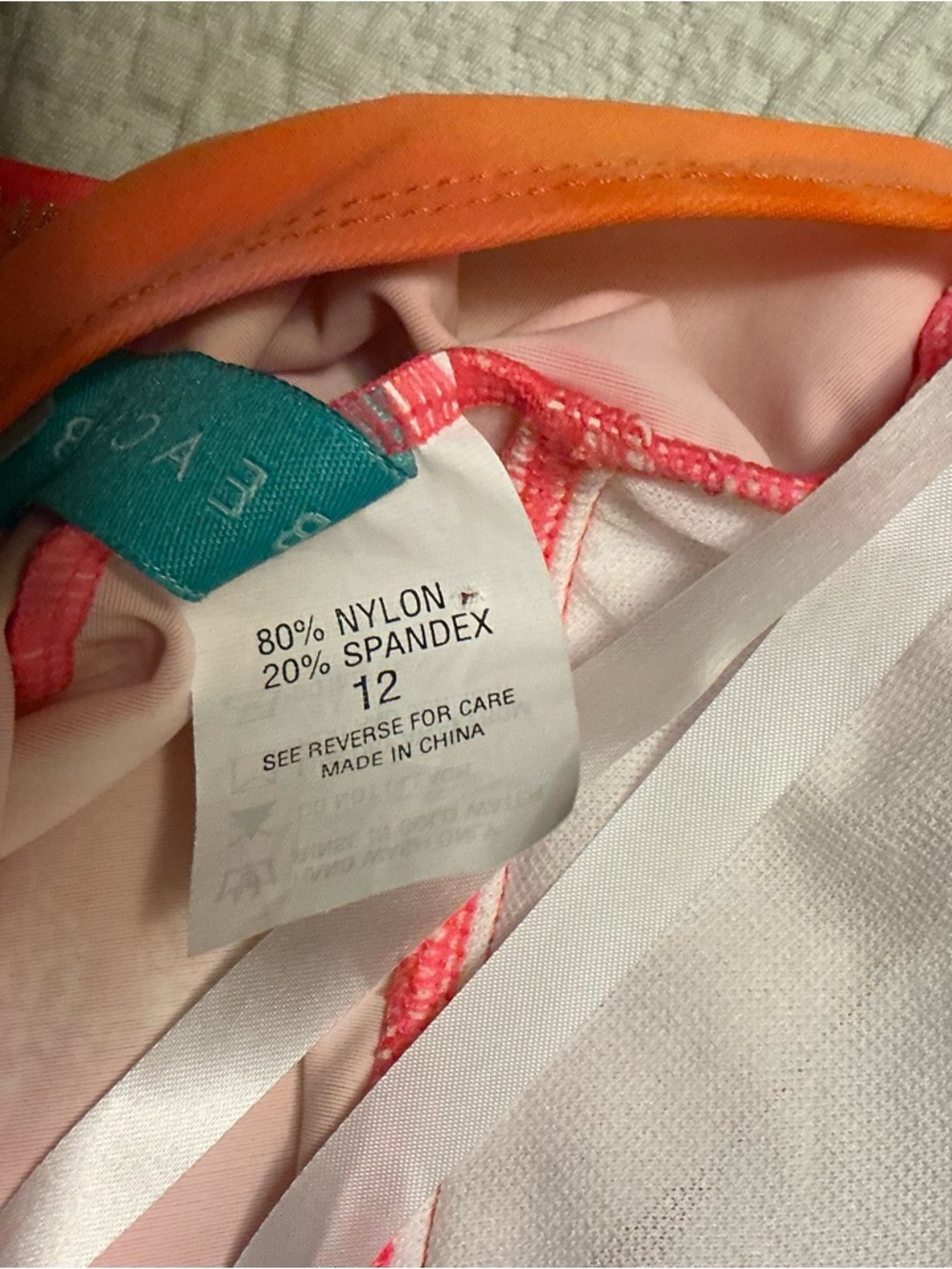 Beach Bay Floral Halter Tankini Top Women’s Size 12 Pink Orange - Picture 3 of 6